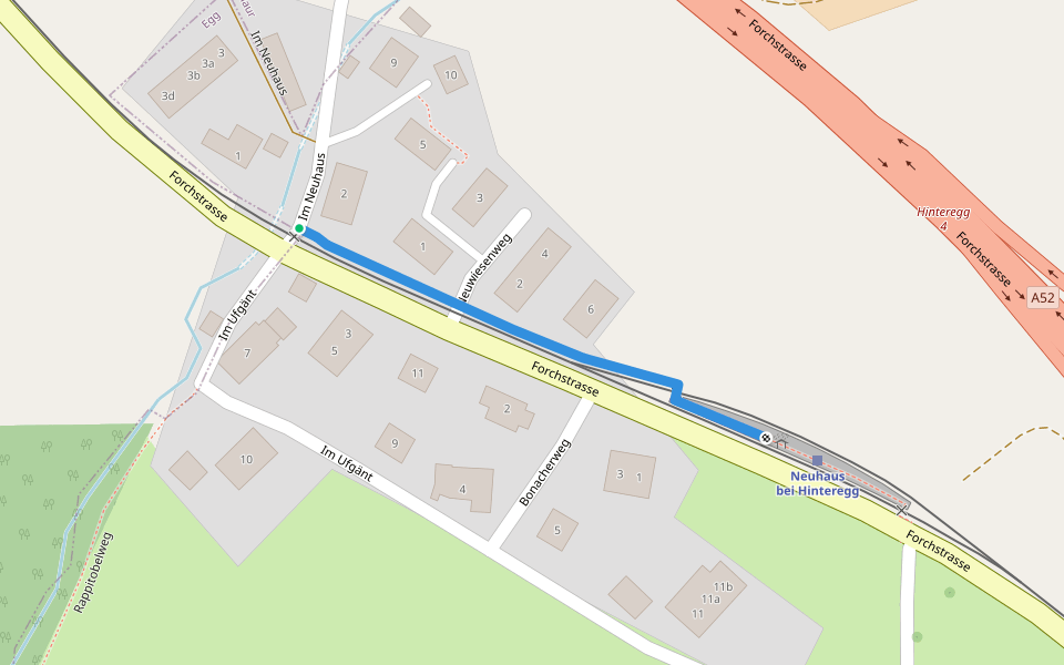 Neuhaus - Neuhaus Haltestelle walking route map in Hinteregg