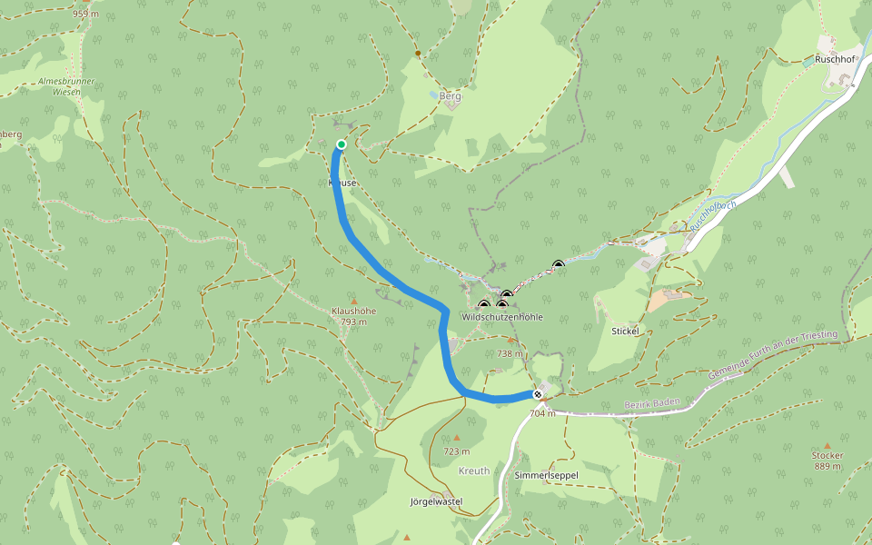 Klause - Jagasitz Gasthaus walking route map in Kreuth