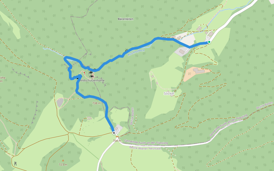 Reischer Jausenstation - Türkenloch - Jagasitz Wirtshaus walking route map in Steinwandgraben