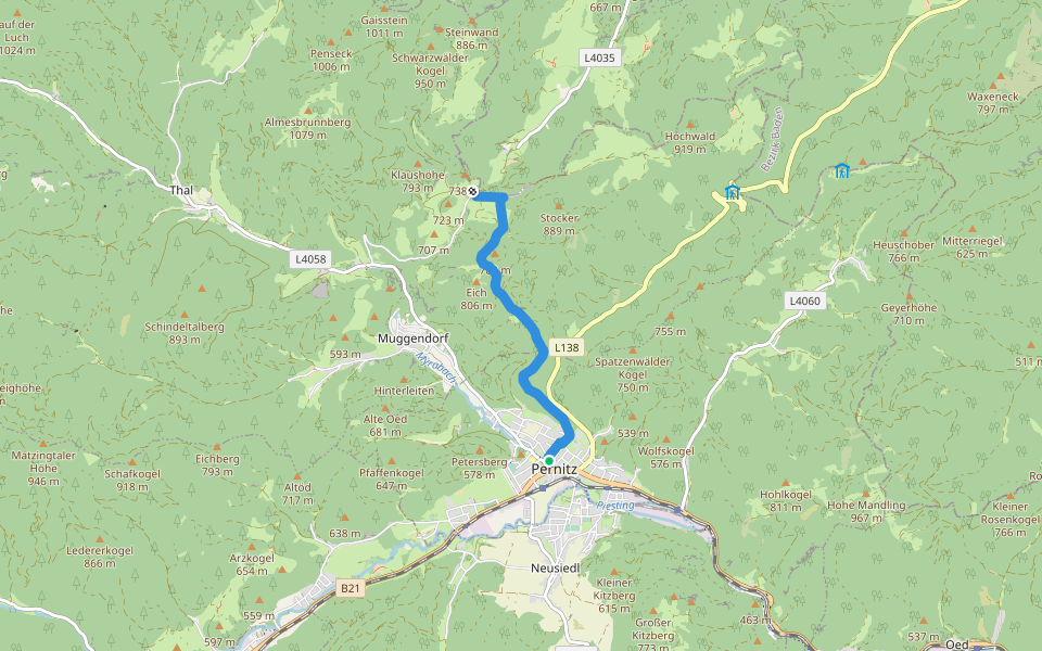 Pernitz - Jagasitz Gasthaus walking route map in Pernitz