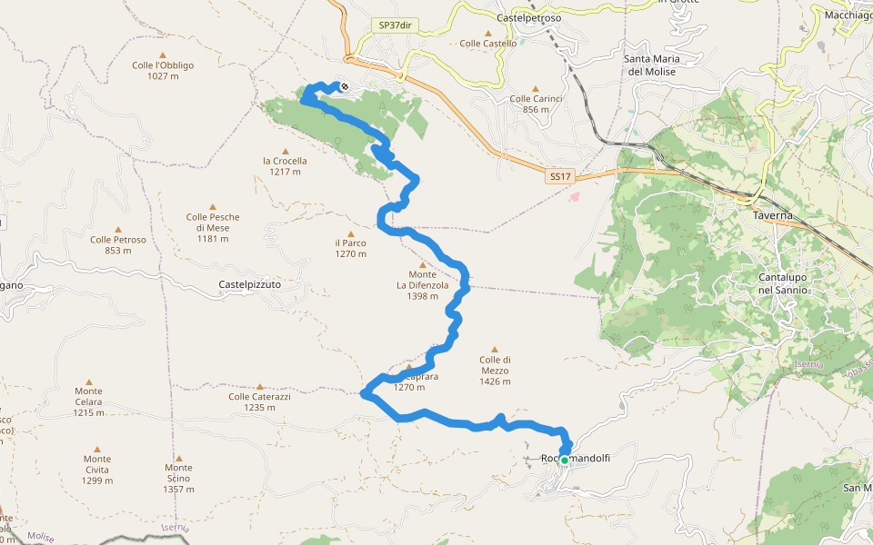 Sentiero Italia - Tappa Q08 walking route map in Roccamandolfi