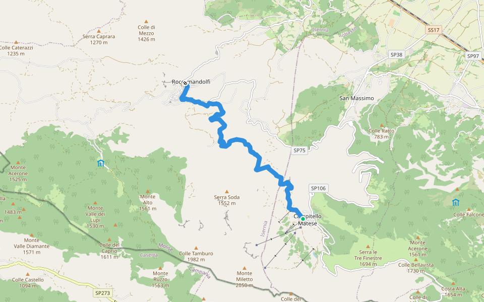 Sentiero Italia - Tappa Q07 walking route map in Campitello Matese