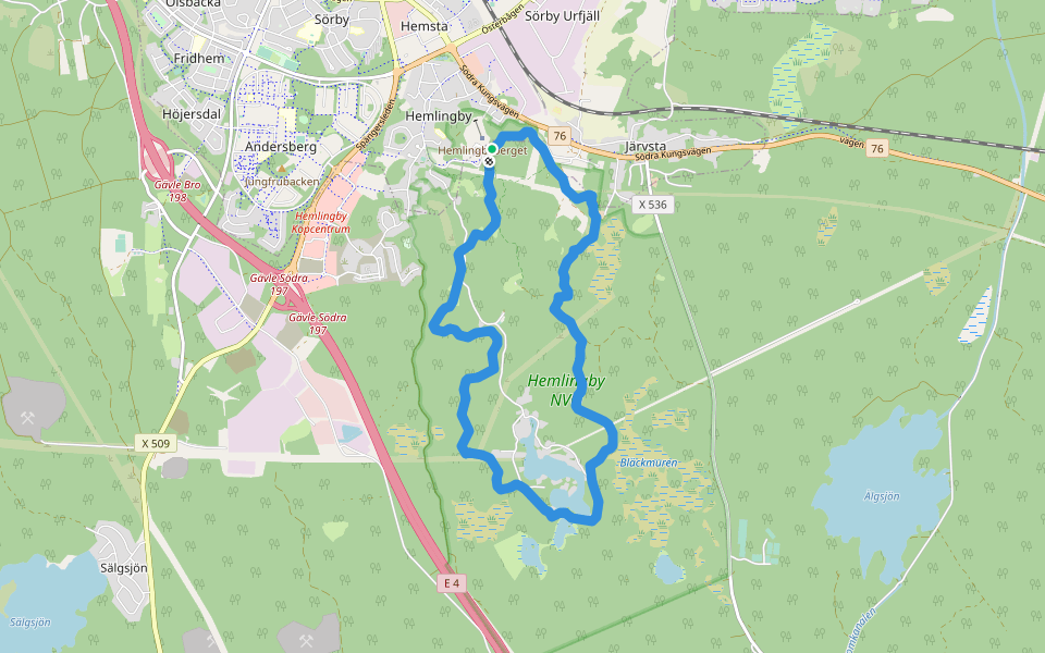 Milspåret walking route map in Gammelsträng