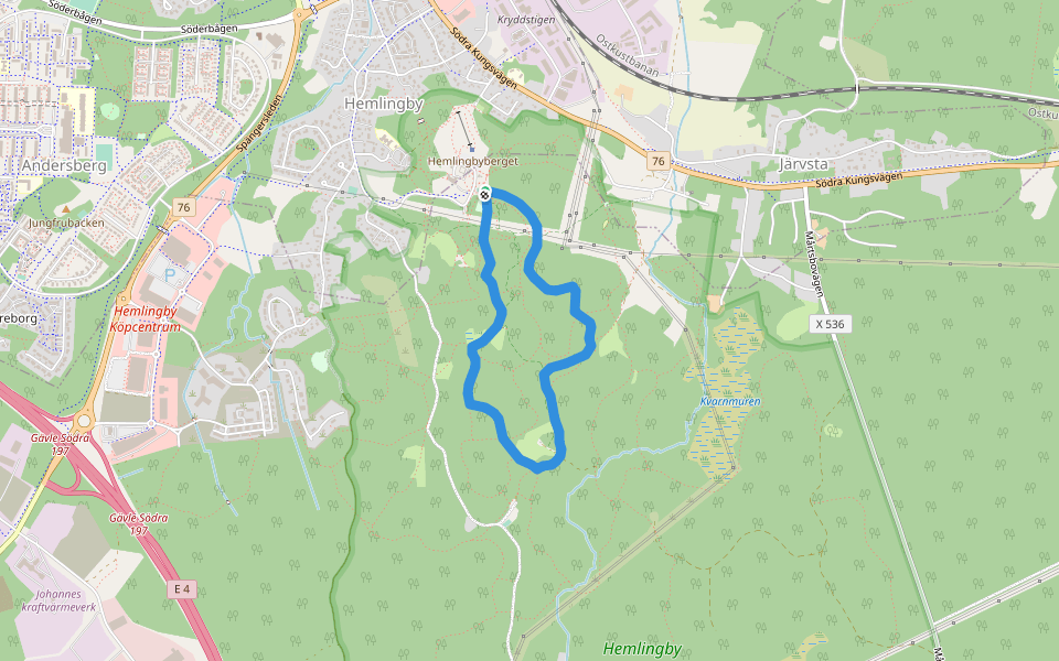 Naturstig walking route map in Gävle