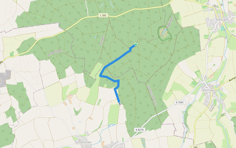 Aeusserer Zugangsweg des Schwäbischen Albvereins (blaues Dreieck) walking route map in Riedlingen