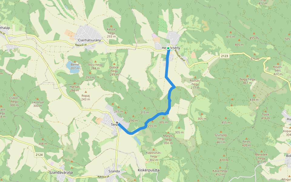Zöldút (Terény – Herencsény) walking route map in Herencsény