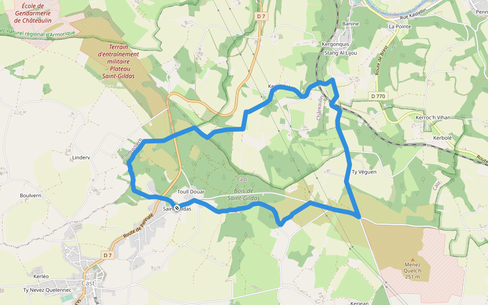 Circuit du Bois de Saint-Gildas walking route map in Cast