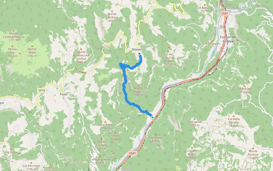 Valgadena - Lessi - Stoner walking route map in Valgadena