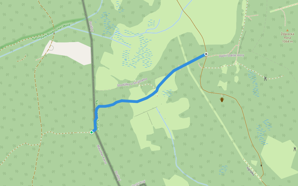 Markierter Weg walking route map in Mauther Forst