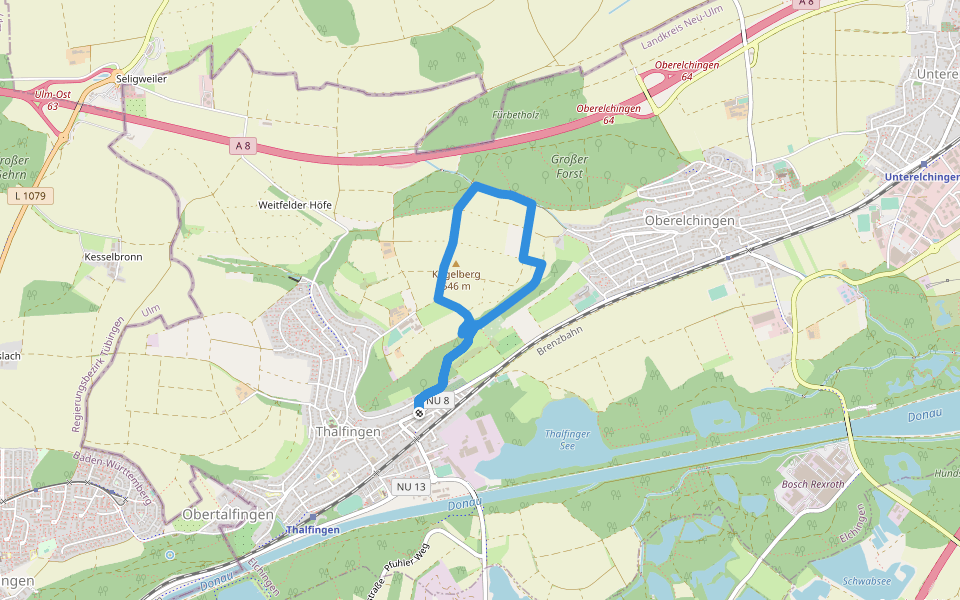 Quellenweg walking route map in Elchingen