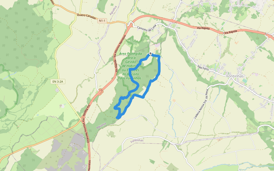 Relheiras de São Brás walking route map in Ladeira do Cardoso