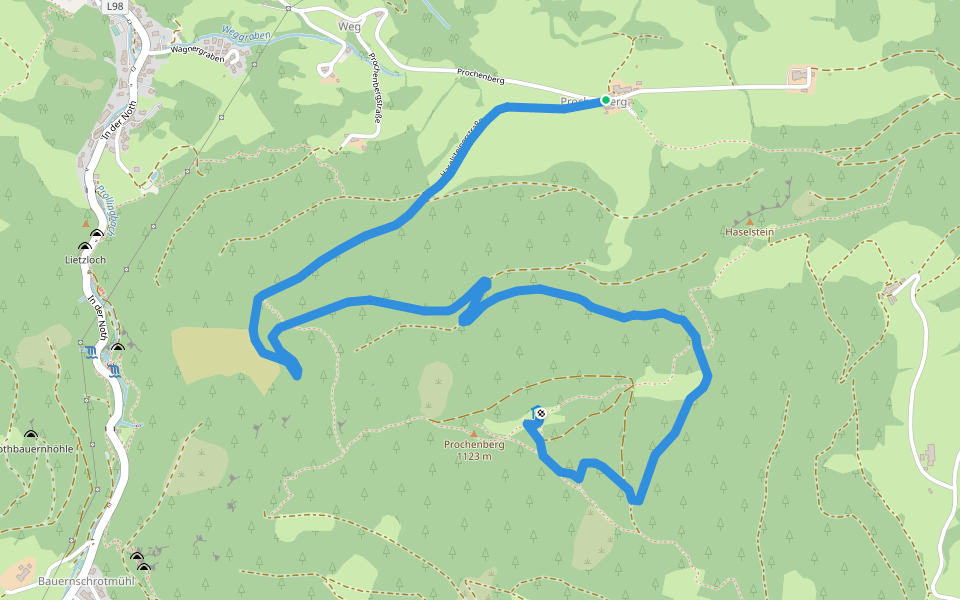 Haselsteinerhof-Prochenberg walking route map in Prochenberg