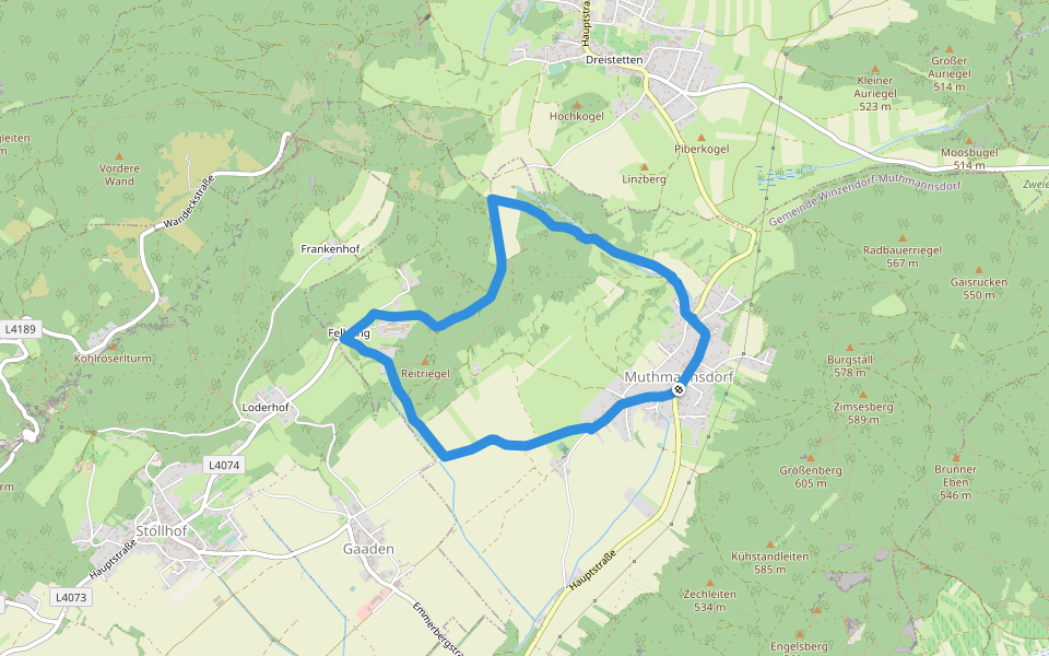 Rundwanderweg 2 (Muthmannsdorf) walking route map in Muthmannsdorf