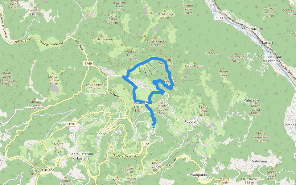 Ciscati - Biancoia walking route map in Ciscati