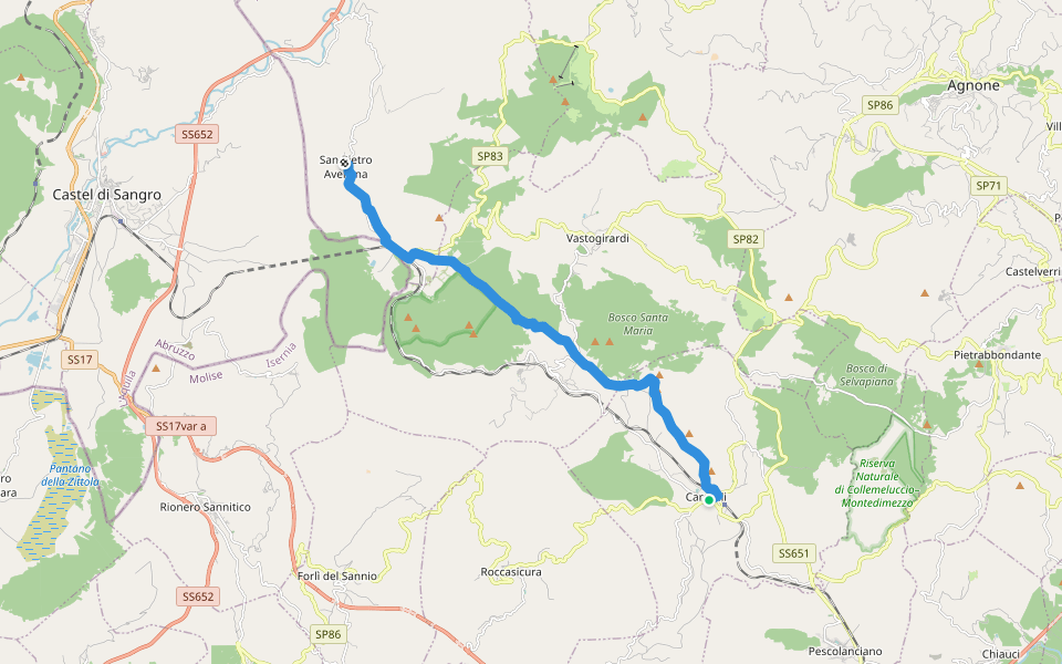 Sentiero Italia - Tappa Q11 walking route map in Carovilli