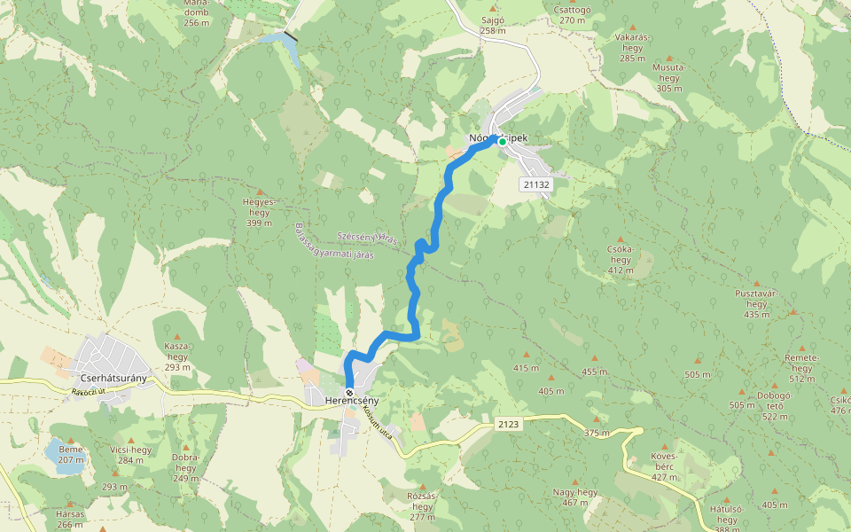 Z38 walking route map in Nógrádsipek