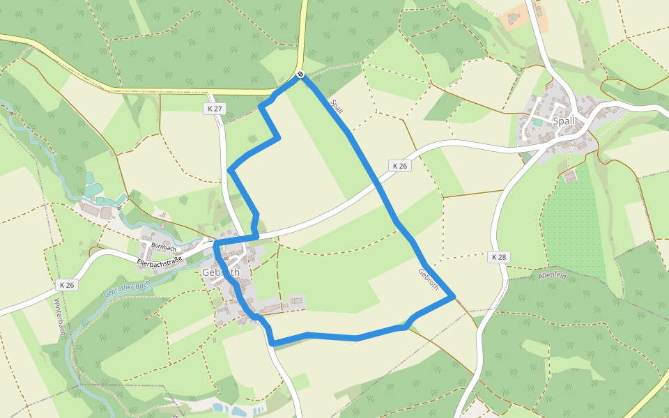Gebrother Obstweg walking route map in Spall