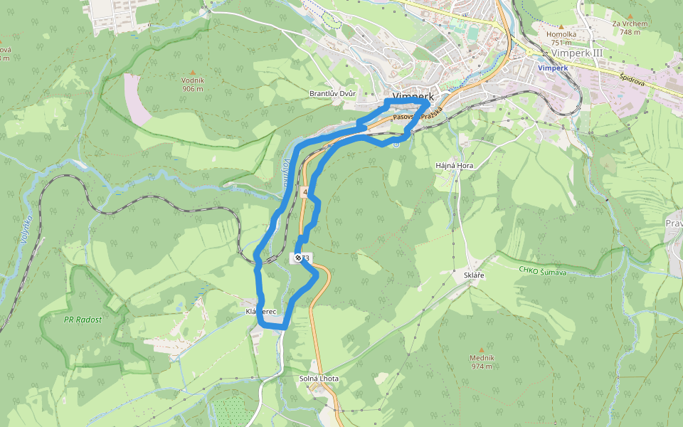 Údolím šumavských památek - II. trasa walking route map in Vimperk