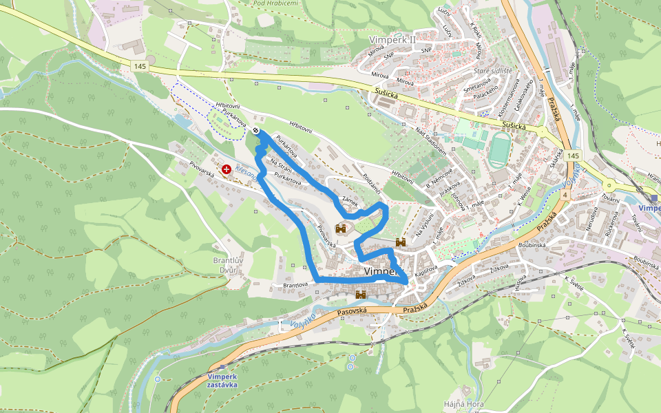 Vycházkový okruh Vimperkem walking route map in Vimperk