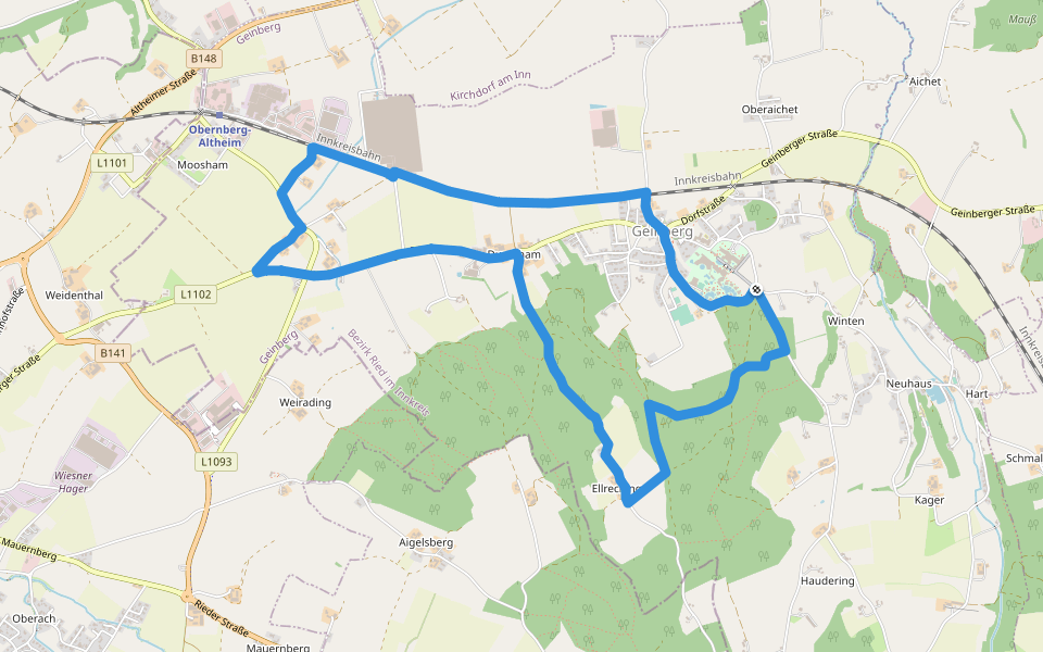 Lagerhaus Runde walking route map in Geinberg