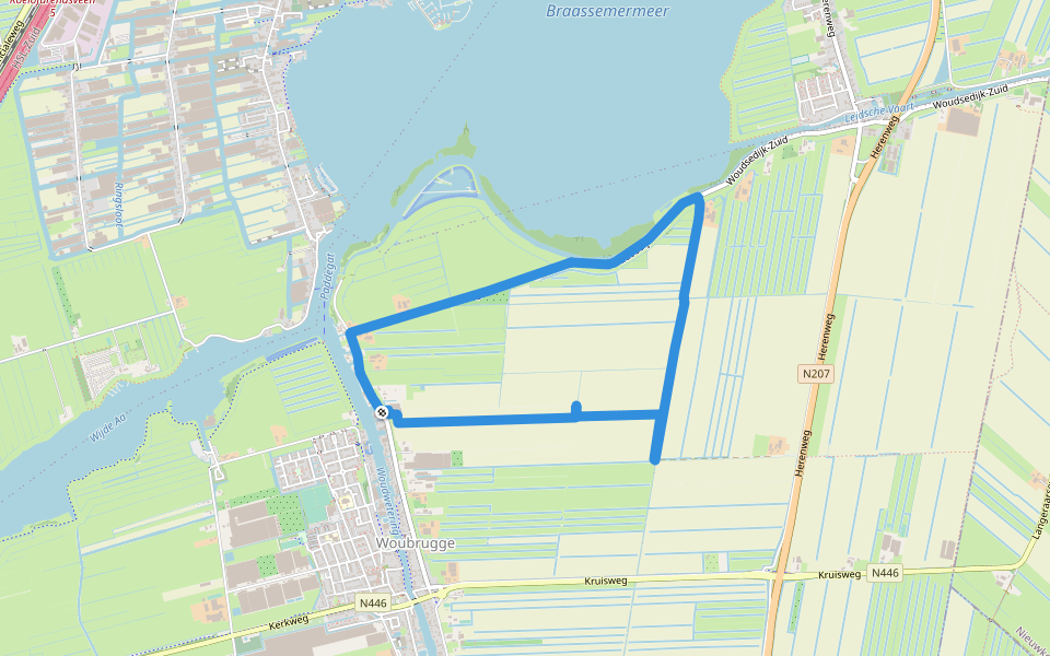 Zwetpolderroute walking route map in Woubrugge