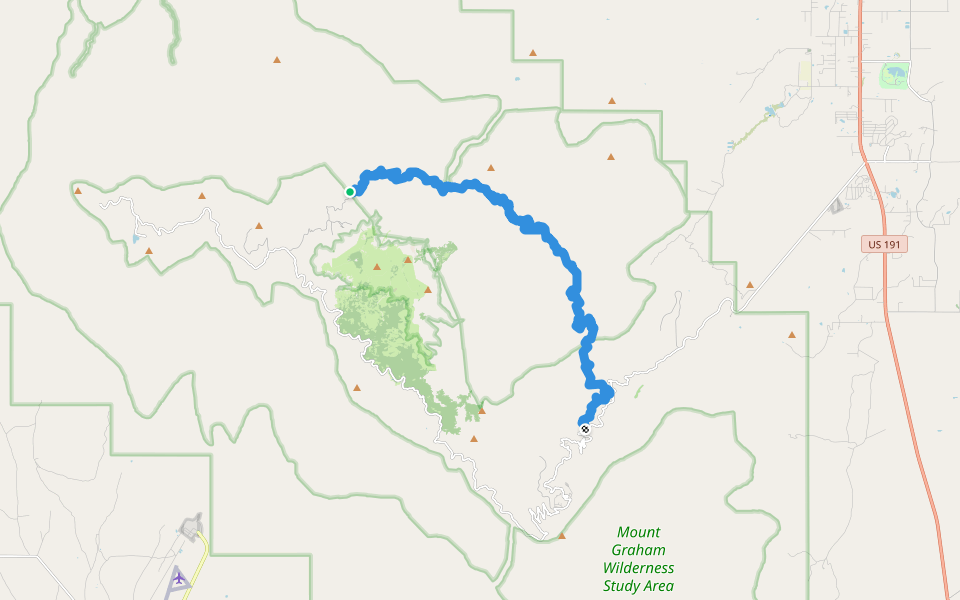 Round the Mountain Trail #302 walking route map in Safford