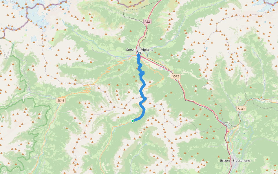 14 - Sterzing => Pens walking route map in Pennes