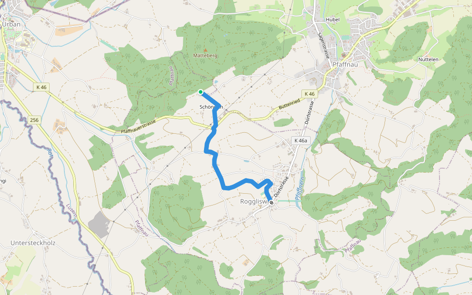 Roggliswil - Chüewald walking route map in Roggliswil
