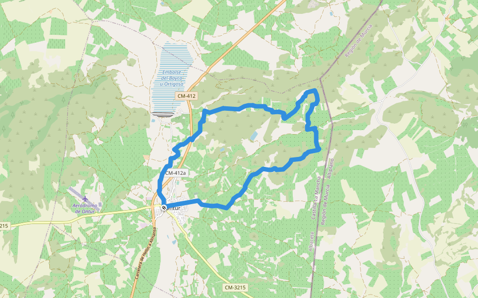 Camino de los Cucos walking route map in Ontur