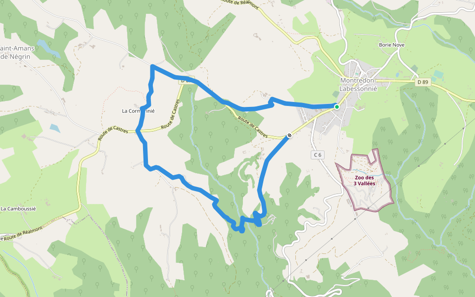 Sentier de la Quille du Roy walking route map in Montredon-Labessonnié