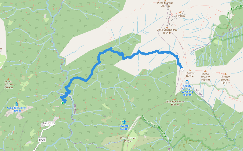 P08 - Cicogna -Tregugno - la Soliva - Pian Cavallone walking route map in Cicogna