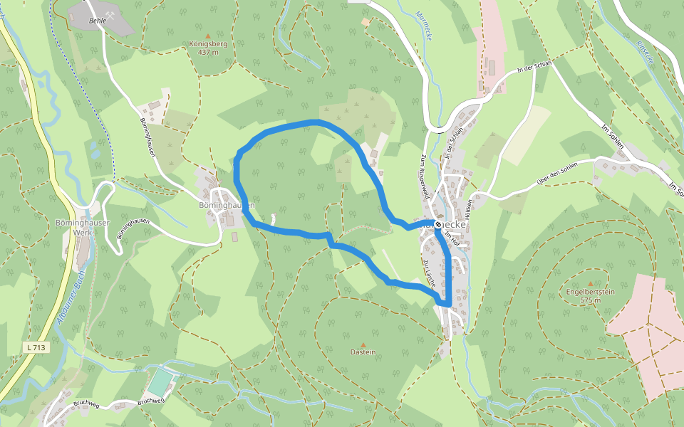 Böminghauser Rundweg A1 walking route map in Kirchhundem