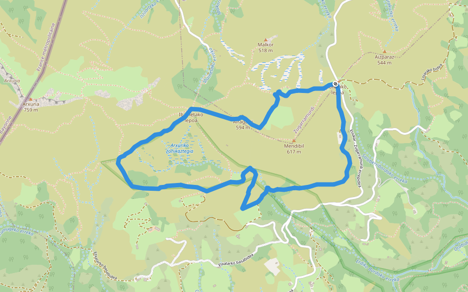 SL-NA Ibaineta walking route map in Zugarramurdi