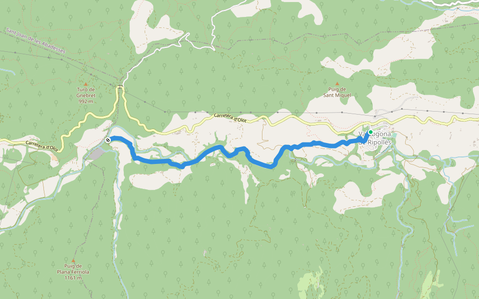 PR-C 59.1 variant walking route map in Vallfogona de Ripollès
