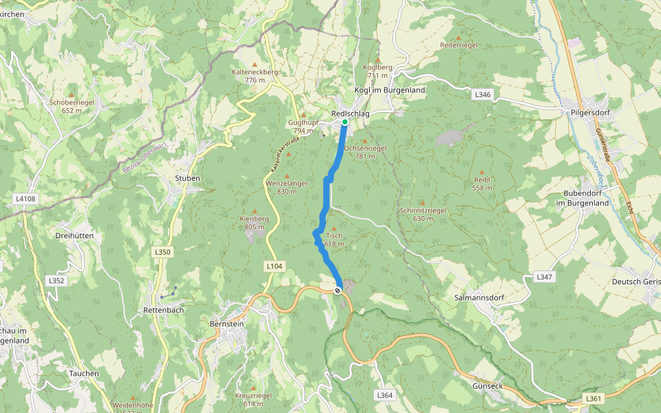 Redlschlag - Bernstein über Bienenhaus walking route map in Bernstein