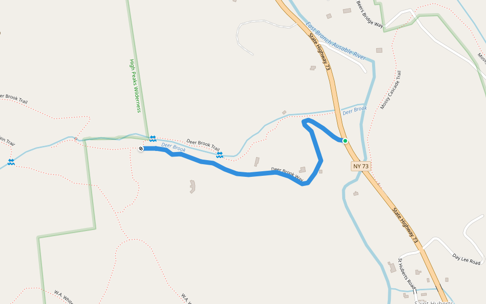 Deer Brook High-Water Route walking route map in Saint Huberts