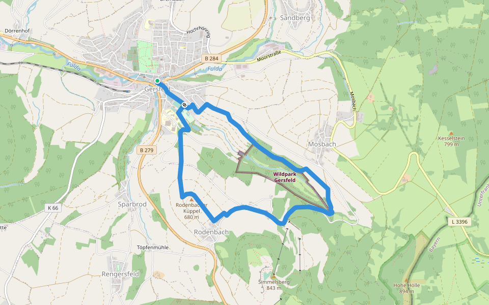 Rhön-Rundweg 4 Gersfeld walking route map in Gersfeld (Rhön)