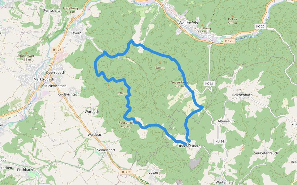 Höhenweg walking route map in Presseck