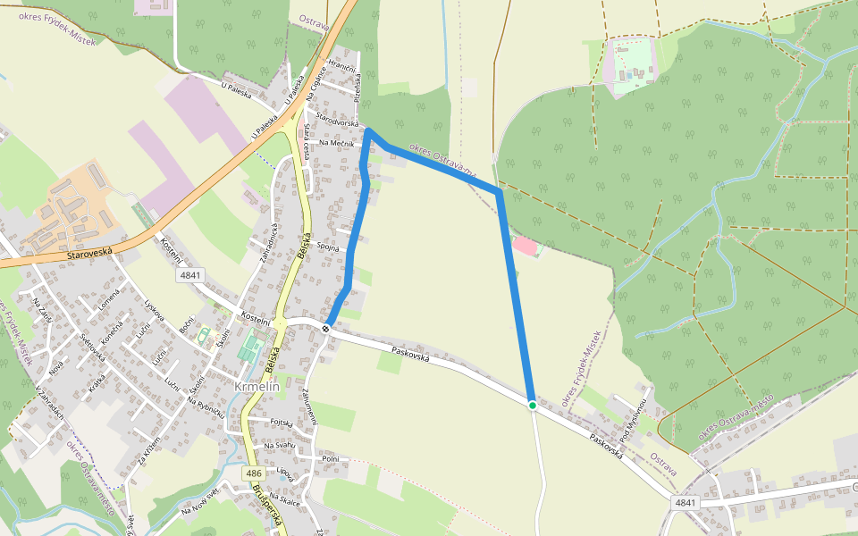 Obec Krmelín - východní okruh walking route map in Ostrava