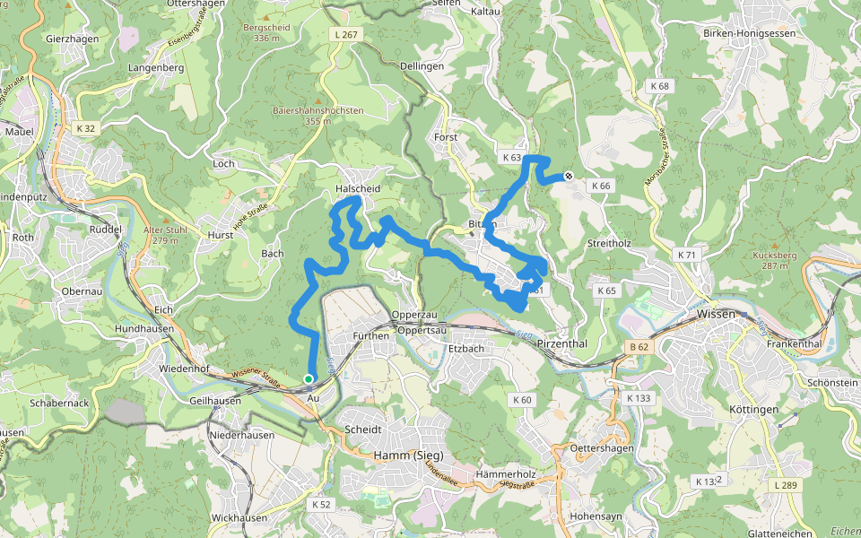 Natursteig Sieg Etappe 09 walking route map in Windeck