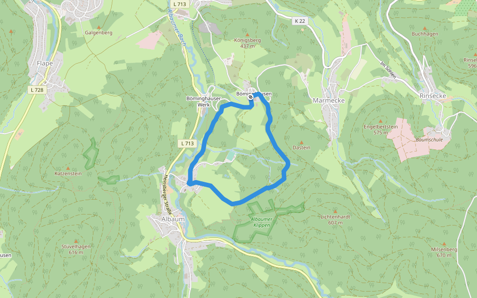 Böminghauser Rundweg A2 walking route map in Kirchhundem