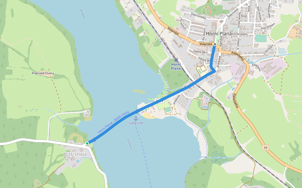 [Ž] Horní Planá (náměstí) - Bližší Lhota (přívoz) walking route map in Horní Planá