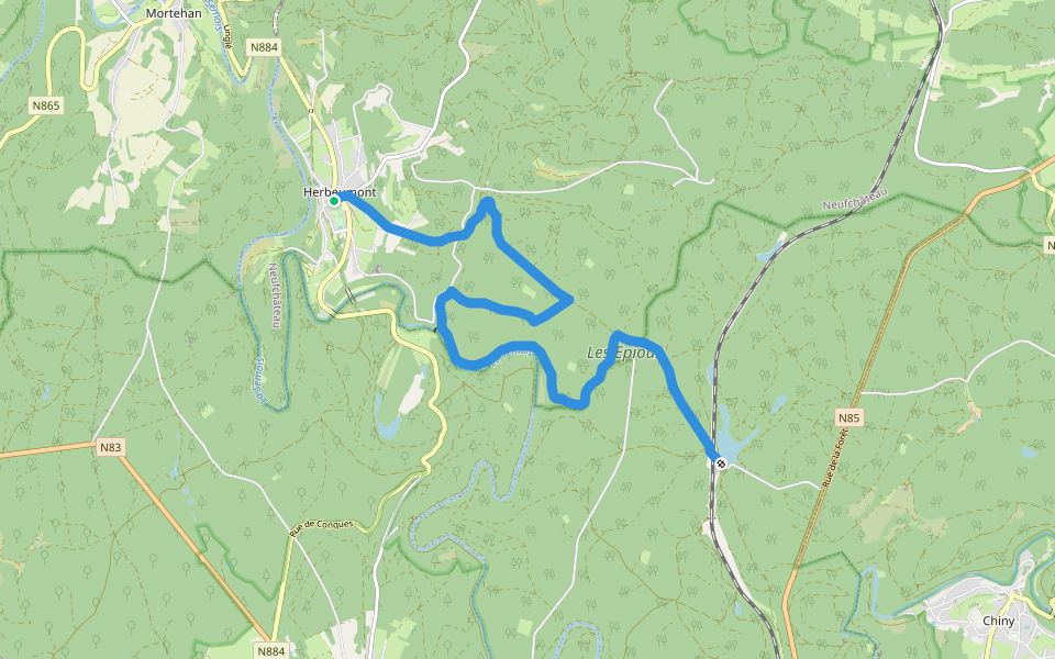 61. Les Epioux walking route map in Herbeumont