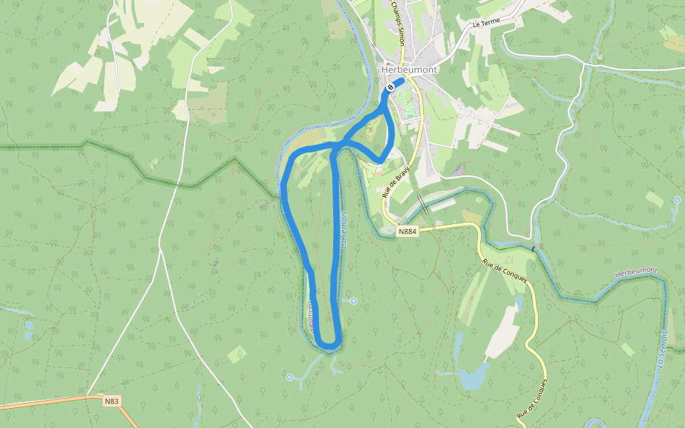 68. La Châtelaine walking route map in Herbeumont