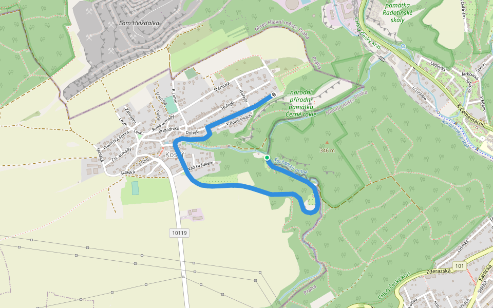 NS Černá rokle - Kosoř walking route map in Kosoř
