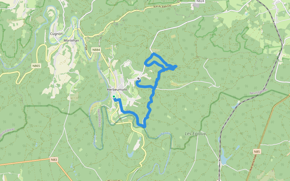 67. L'Antrogne walking route map in Herbeumont