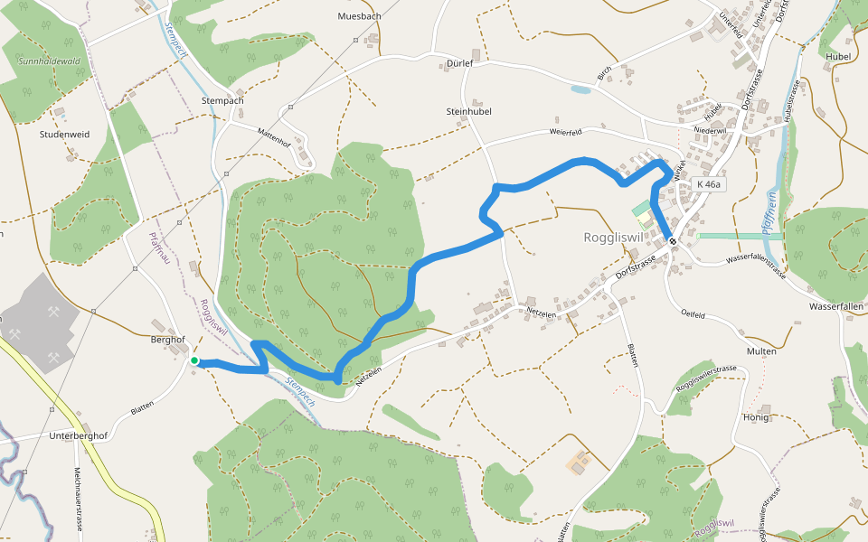 Roggliswil - Ober Berghof walking route map in St. Urban