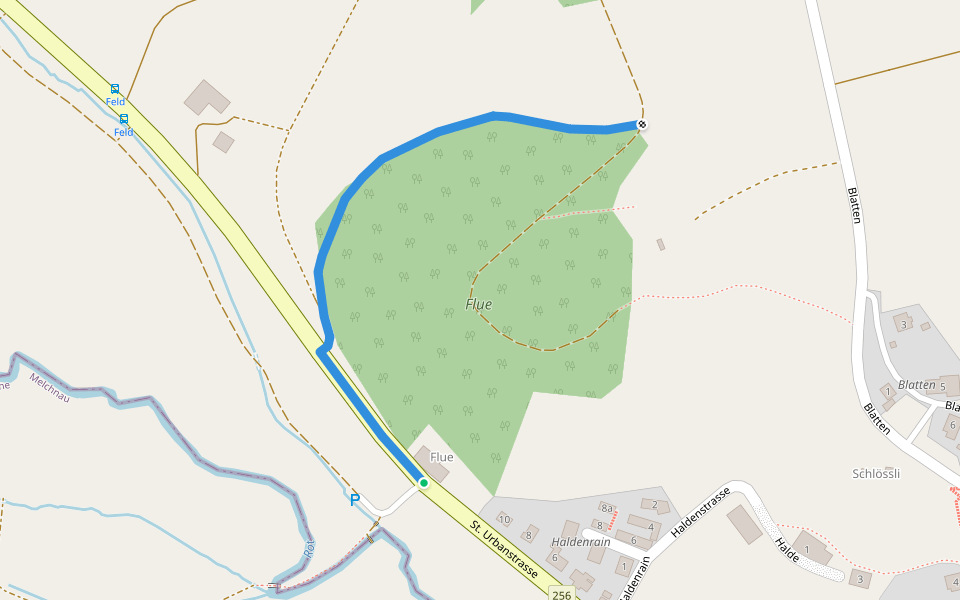 Buechwald - Flue walking route map in Altbüron