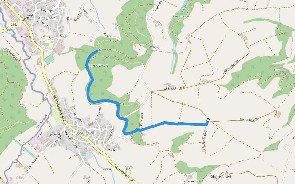 Grossdietwiler Allmend - Kaseren walking route map in Altbüron