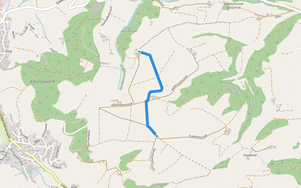 Grossdietwiler Allmend - Hasenacher walking route map in Altbüron